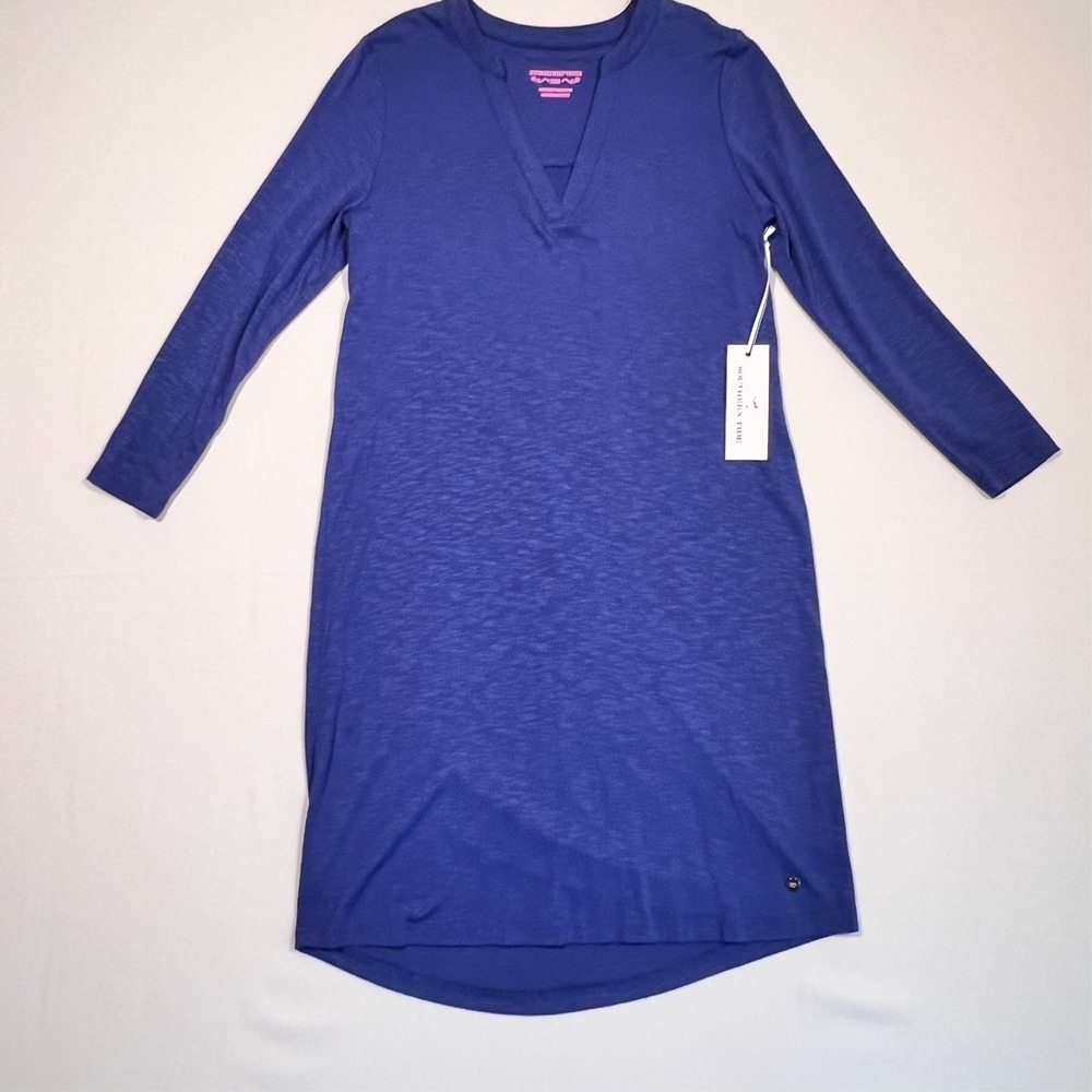 Southern Tide Shirt Dress Shift Knee Length Heather Blue‎ 3/4 Sleeve Women's XS